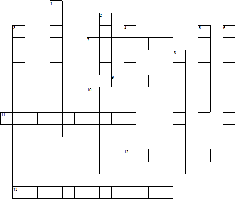    Across  7 to separate into component parts  9 commendable, admirable  11 hostile  12 morality, virtue, honor  13 not telling, keeping information to yourself  Down  1 assumes  2 gap, hole, abyss  3 disapproval  4 exclusion, exile  5 know, judge  6 capable of making mistakes  8 deception, ploy  10 slogan