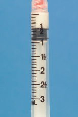 Identify the dosages measured on the following syringes.     _______