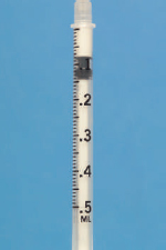 Identify the dosages measured on the following syringes.     _______