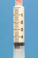 Identify the dosages measured on the following syringes.     _______