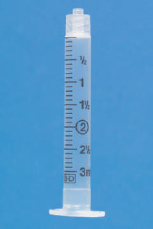 Draw arrows or shade the barrels on the following syringes/cartridges to measure the indicated dosages. Have your answers checked by your instructor.     2.2 mL