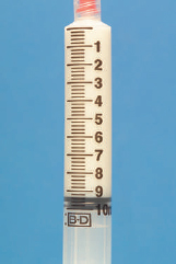 What dosages are measured on the following syringes?     _____