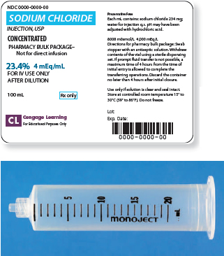 Read the parenteral drug labels provided to measure the following dosages. Then, indicate on the syringe provided exactly how much solution you will draw up to obtain these dosages. Have your answers checked by your instructor to be sure you have measured the dosages correctly. sodium chloride 40 mEq _______   