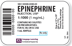 Refer to the epinephrine label in Figure to answer the following questions. What volume is this contained in? _______   