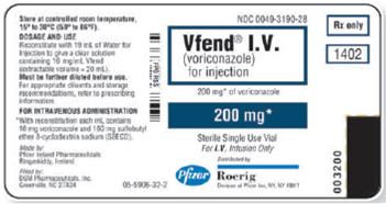 Refer to the Vfend I.V. label in Figure to answer the following questions. What is the total dosage of this vial? ________ Figure