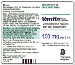 Refer to the Vantin Oral Suspension label in Figure to answer the following questions. What type of diluent is listed for reconstitution? _______ Figure