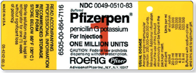Refer to the Pfizerpen label in Figure to answer the following questions. How much diluent must be added to prepare a 100,000 units/mL strength? ________ Figure