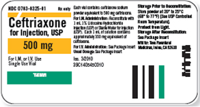 Refer to the ceftriaxone label in Figure to answer the following questions. Where does it tell you to look for information on the kind of diluent to use for IV reconstitution? _______ Figure    