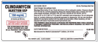 Refer to the clindamycin label provided in Figure to answer the following questions. How many mL will be needed for a 1500 mg IV dosage? ______ Figure