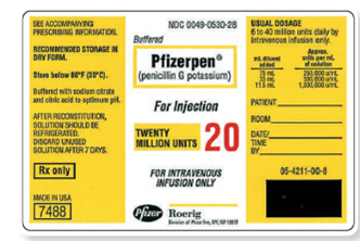 Refer to the Pfizerpen label in Figure to answer these additional questions. What else do you print on the label besides the dosage strength just reconstituted? ___________ Figure    