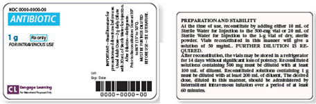 Refer to the Antibiotic for Intravenous Use labels and insert in Figure, Figure, and Figure. Use both the insert and label information to answer the following questions. If the drug is reconstituted on May 4 at 1350, what expiration date and time will you print on the label? _______ Figure 1 Figure 2 and 3