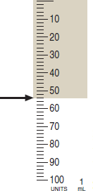Use the syringe calibrations provided to measure the following dosages. For combined insulin dosages, use arrows to indicate the exact calibration to be used for each insulin ordered. Have your instructor check your answers. __________   