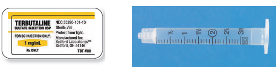 Calculate these dosages using ratio and proportion. Express mL answers to the nearest tenth (or hundredth where indicated) using the medication labels provided. Measure the dosages you calculate on the syringes provided. Have your answers checked by your instructor to be sure you have calculated and measured the dosages correctly. terbutaline sulfate 800 mcg ___