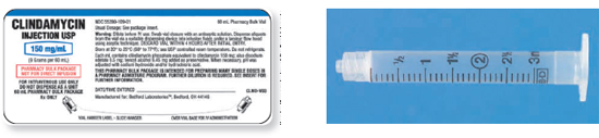 Calculate these dosages using ratio and proportion. Express mL answers to the nearest tenth (or hundredth where indicated) using the medication labels provided. Measure the dosages you calculate on the syringes provided. Have your answers checked by your instructor to be sure you have calculated and measured the dosages correctly. clindamycin 225 mg ___   