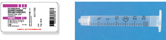Calculate these dosages using ratio and proportion. Express mL answers to the nearest tenth (or hundredth where indicated) using the medication labels provided. Measure the dosages you calculate on the syringes provided. Have your answers checked by your instructor to be sure you have calculated and measured the dosages correctly. dexamethasone 5 mg ____