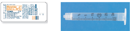 Calculate these dosages using ratio and proportion. Express mL answers to the nearest tenth (or hundredth where indicated) using the medication labels provided. Measure the dosages you calculate on the syringes provided. Have your answers checked by your instructor to be sure you have calculated and measured the dosages correctly. morphine 15 mg ____