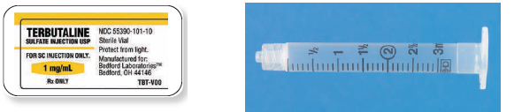 Calculate these dosages using DA. Express mL answers to the nearest tenth (or hundredth where indicated) using the medication labels provided. Measure the dosages you calculate on the syringes provided. Have your answers checked by your instructor to be sure you have calculated and measured the dosages correctly. terbutaline sulfate 800 mcg ___