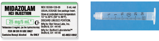 Calculate these dosages using DA. Express mL answers to the nearest tenth (or hundredth where indicated) using the medication labels provided. Measure the dosages you calculate on the syringes provided. Have your answers checked by your instructor to be sure you have calculated and measured the dosages correctly. midazolam HCl 4 mg ____