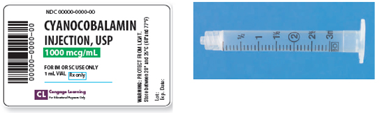 Calculate these dosages using DA. Express mL answers to the nearest tenth (or hundredth where indicated) using the medication labels provided. Measure the dosages you calculate on the syringes provided. Have your answers checked by your instructor to be sure you have calculated and measured the dosages correctly. cyanocobalamin 800 mcg ___