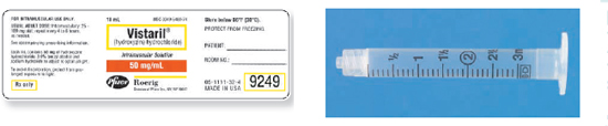 Calculate these dosages using DA. Express mL answers to the nearest tenth (or hundredth where indicated) using the medication labels provided. Measure the dosages you calculate on the syringes provided. Have your answers checked by your instructor to be sure you have calculated and measured the dosages correctly. Vistaril 120 mg ____