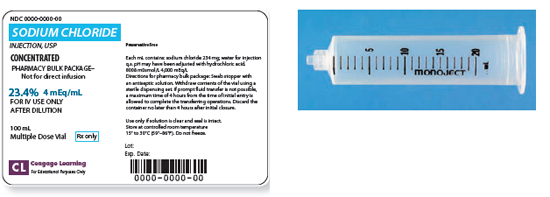 Calculate these dosages using DA. Express mL answers to the nearest tenth (or hundredth where indicated) using the medication labels provided. Measure the dosages you calculate on the syringes provided. Have your answers checked by your instructor to be sure you have calculated and measured the dosages correctly. sodium chloride 60 mEq for an IV additive ___