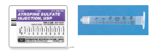 Calculate these dosages using DA. Express mL answers to the nearest tenth (or hundredth where indicated) using the medication labels provided. Measure the dosages you calculate on the syringes provided. Have your answers checked by your instructor to be sure you have calculated and measured the dosages correctly. atropine sulfate 150 mcg ____   