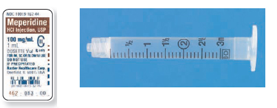 Calculate these dosages using DA. Express mL answers to the nearest tenth (or hundredth where indicated) using the medication labels provided. Measure the dosages you calculate on the syringes provided. Have your answers checked by your instructor to be sure you have calculated and measured the dosages correctly. meperidine 75 mg ____