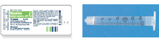 Calculate these dosages using DA. Express mL answers to the nearest tenth (or hundredth where indicated) using the medication labels provided. Measure the dosages you calculate on the syringes provided. Have your answers checked by your instructor to be sure you have calculated and measured the dosages correctly. morphine sulfate 20 mg ___   