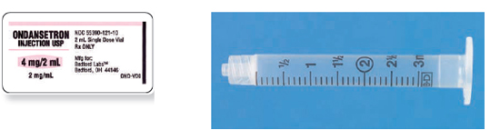 Calculate these dosages using DA. Express mL answers to the nearest tenth (or hundredth where indicated) using the medication labels provided. Measure the dosages you calculate on the syringes provided. Have your answers checked by your instructor to be sure you have calculated and measured the dosages correctly. ondansetron 3 mg ____
