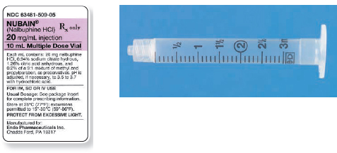 Calculate these dosages using DA. Express mL answers to the nearest tenth (or hundredth where indicated) using the medication labels provided. Measure the dosages you calculate on the syringes provided. Have your answers checked by your instructor to be sure you have calculated and measured the dosages correctly. nalbuphine HCl 30 mg ___   