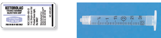 Calculate these dosages using DA. Express mL answers to the nearest tenth (or hundredth where indicated) using the medication labels provided. Measure the dosages you calculate on the syringes provided. Have your answers checked by your instructor to be sure you have calculated and measured the dosages correctly. ketorolac 25 mg ____