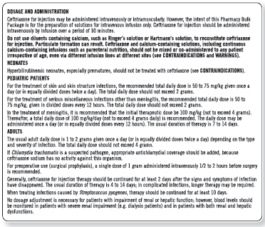 Refer to the ceftriaxone literature in Figure to answer the following questions on pediatric dosages. What is the twice-daily dosage in mg for this child to follow the initial dose? _______ Figure