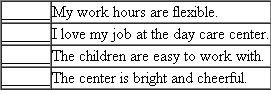 In the following groups, one statement is the general point and the other statements are specific support for the point. Identify each point with a P and each statement of support with an S. EXAMPLE EXPLANATION The point-that the writer's college is easy for the writer to get to-is strongly supported by the three specific details stated.