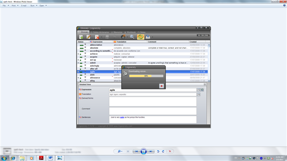 The printout of workout modules is as follows:  Grammar check:    Spell Check:    Sentence construction:    Assesment graph:    Result and Medal:    Certificate:   