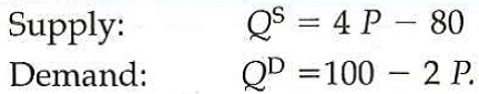 The supply and demand for broccoli are described by the following equations:     Q is in bushels, and P is in dollars per bushel. a. Graph the supply cure and the demand curve. What is the equilibrium price and quantity? b. Calculate consumer surplus, producer surplus, and total surplus at the equilibrium. c. IF a dictator who hated broccoli were to ban the vegetable, who would bear the larger burden-the buyers or sellers of broccoli?