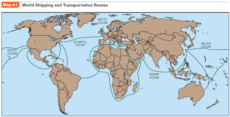 Refer to PengAtlas Map 4.1 (World Shipping and Transportation Routes). If global warming persists, how would it affect shipping and transportation routes? You can probably list some of the dangers of global warming but how may it actually benefit the economies of some countries or regions?  <div style=padding-top: 35px> 