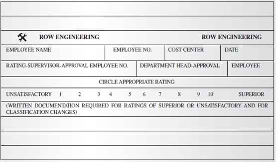 Objective  The exercise is designed to have the student use knowledge about selection and performance appraisal to design an appraisal system. Introduction  Row Engineering (name disguised) is a major engineering contractor, supplying aerospace firms, NASA, and the military with sophisticated equipment designs. Because of their rapidly expanding business, Row executives have decided that a formal management information system (MIS) is needed. The MIS may be used to monitor progress on projects, limit employees' access to classified information, reduce unnecessary duplication across similar projects, and generally increase efficiency by ensuring that the proper managers and engineers receive timely and relevant information for decision making. Row has four major design facilities scattered throughout the southern and eastern United States in areas where approximately 50 percent of all high school graduates are black. Engineers at the different facilities typically work on different projects. Thus, Row executives have decided that one MIS department should be established for each of the four facilities. While these will be linked by computer, each MIS department will have a great deal of autonomy. Each MIS department will be made up of one administrator, seven administrative assistants, numerous technical personnel (for example, computer programmers), and clerical staff (for example, data entry personnel). The 28 administrative assistant positions will be key entry-level managerial positions. The administrative assistants will be responsible for securing and maintaining information for their assigned MIS area. Also, some may eventually be promoted to middle management positions in the future. Typical duties of an administrative assistant will include A. Determining appropriate information needs from various projects for the MIS database. To do so requires cooperation with project engineers and managers as well as personnel from other departments. B. Working with other MIS administrative assistants to develop standardized information reporting procedures. Such procedures facilitate the aggregation and comparison of specific types of information from different projects. C. Creating and distributing instruction manuals outlining correct procedures for acquiring and reporting information for various departments. Sometimes administrative assistants will provide orientation sessions for company personnel. D. Ensuring that necessary and timely information is supplied by each project or department, using standardized reporting procedures. E. Supervising technical and clerical staff who are responsible for data input and retrieval. F. Supervising technical staff who develop and purchase information software. G. Maintaining project security by documenting computer analyses, ensuring that only authorized personnel receive relevant information, supervising clerical staff, and preventing unauthorized photocopying of specific types of information. H. Supplying information, as requested, to project managers, specific departments, and contract monitors. I. Documenting and supplying information to the fiscal services department regarding monthly time and computer-use expenditures for various projects. Fiscal services uses this information when comparing actual and estimated (budgeted) expenditures for projects and departments. Determining the MIS department's own budget needs. J. About one year ago, the HR department conducted a formal job analysis of all existing administrative assistant positions throughout the corporation. From this analysis, a common job description was derived. This job description is reproduced on page 281.         Designing the Performance Appraisal System  Currently, all Row Engineering employees, including administrative assistants, are evaluated using a one-item 10-point global rating scale. Ratings of either Unsatisfactory (1) or Superior (10) must be accompanied with written documentation. In addition to the rating supervisor, the department head and the evaluated employee must sign the form, indicating that they have read the evaluation.     Recently, the HR manager has become concerned about the use of this type of rating scale. He has hired your human resource consulting firm to design a better performance appraisal system for the administrative assistant position with all the MIS departments. Assignment: Write a three- to six-page report of this company describing and explaining your appraisal system. Your report should incorporate the following points; A. Tactful explanation of the limitations of the present performance appraisal system. B. Identification of the relevant dimensions (criteria) that should be measured in the new performance appraisal system. That is, how will the company distinguish the superior administrative assistants from those whose performance is merely adequate (or even inadequate)? Assume that the provided job description is correct. C. How will each dimension be measured? D. If you use some type of overall measure of performance, tell how you will measure it on a 100-point scale (100 = best). If you have several performance measures, tell how they will be combined into a composite criterion score. This composite score should be measured on a 100-point scale. E. What weaknesses (if any) exist in your system? How will these be overcome? A Learning Note  This exercise encourages the student to consider the uses, strengths, and weaknesses of a performance appraisal system.