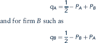Consider the model of Bertrand competition with differentiated products from the text. Let the demand curves for firms A and B be given by Equation, and let the firms' marginal costs be constant, given by cA and cB. It can be shown that the best-response function for firm A is and for firm B is a. Graph the two best-response functions. Find the Nash equilibrium assuming cA = cB = 0 algebraically and indicate it on the graph. b. Indicate on the graph how an increase in cB would shift the best-response functions and change the equilibrium. c. Indicate on the graph where analogue to the Stackelberg equilibrium might be, with firm A choosing price first and then firm B. Is it better to be the first or the second mover when firms choose prices?
