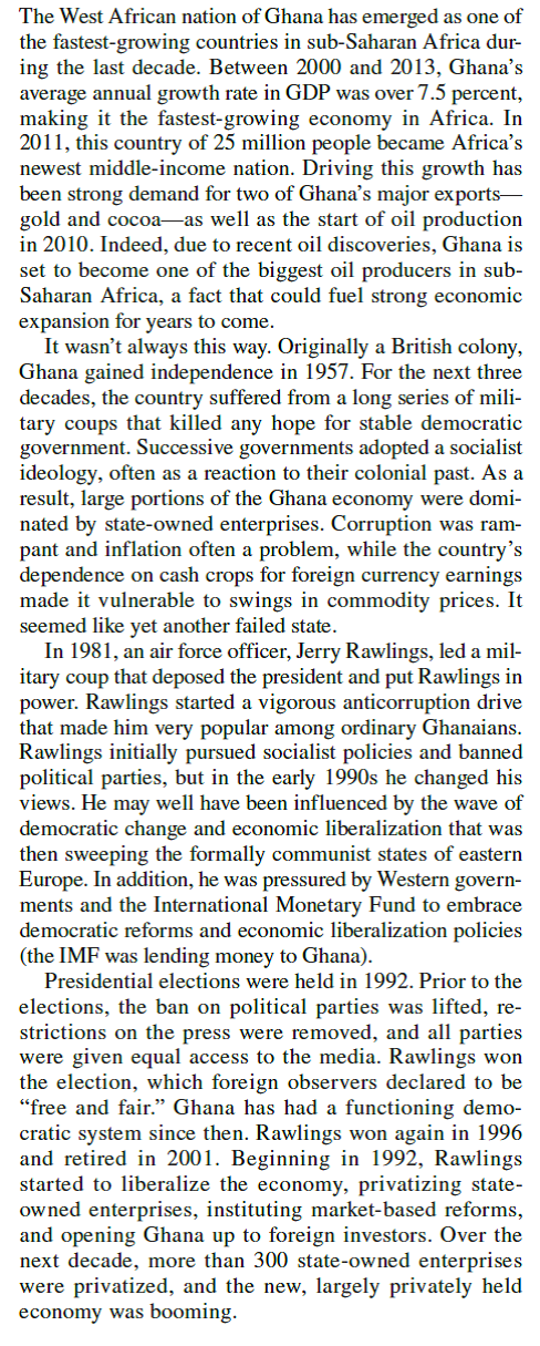 Ghana: An African Dynamo          What is the difference between the approach of Nigeria toward oil revenues and that of Ghana (the Nigerian experience is documented in the Country Focus feature in this chapter) Which approach is in the best long-run interests of the country