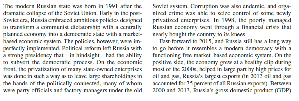 Putin's Russia              After the collapse of communism, many Western businesses started to invest in Russia. How do you think the current political and economic climate is impacting on the profitability of those investments