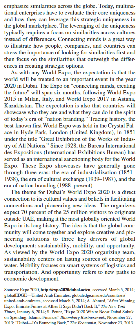 World Expo 2020 in Dubai, UAE              What forces shaped the culture in the country of UAE and Dubai in particular How similar or different are these forces from those that shaped the culture of Western nations