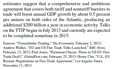 Creating the World's Biggest Free Trade Zone              Two decades ago when the United States entered into the North American Free Trade Agreement with Canada and Mexico, there was significant opposition from organized labor and some politicians. There does not seem to be the same level of opposition to the TTIP. Why do you think this is so