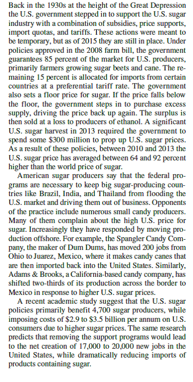 Sugar Subsidies Drive Candy Makers Abroad          Who benefits from subsidies to U.S. sugar producers Who loses