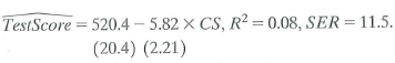 Suppose that a researcher, using data on class size (CS) and average test scores from 100 third-grade classes, estimates the OLS regression a. Construct a 95% confidence interval for 1, the regression slope coefficient. b. Calculate the p -value for the two-sided test of the null hypothesis H 0 : 1 = 0. Do you reject the null hypothesis at the 5% level At the 1% level c. Calculate the p -value for the two-sided test of the null hypothesis H 0 : 1 = 5.6. Without doing any additional calculations, determine whether -5.6 is contained in the 95% confidence interval for 1. d. Construct a 99% confidence interval for 0.