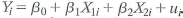 (Requires calculus) Consider the regression model for i = 1,..., n. (Notice that there is no constant term in the regression.) Following analysis like that used in Appendix 4.2: a. Specify the least squares function that is minimized by OLS. b. Compute the partial derivatives of the objective function with respect to b 1 and b 2. c. Suppose . Show that . d. Suppose . Derive an expression for ß 1 as a function of the data ( Y i X 1i X 2i ) , i = 1,..., n. e. Suppose that the model includes an intercept: . Show that the least squares estimators satisfy . f. As in (e), suppose that the model contains an intercept. Also suppose that . Show that . How does this compare to the OLS estimator of ß x from the regression that omits X 2