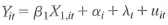 Consider the model with a single regressor .This model also can be written as where B2 t = 1 if t = 2 and 0 otherwise, D2 t = 1 if i = 2 and 0 otherwise, and so forth. How are the coefficients related to the coefficients