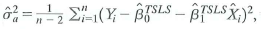 A classmate is interested in estimating the variance of the error term in Equation (12.1). a. Suppose that she uses the estimator from the second-stage regression of TSLS: where is the fitted value from the first-stage regression. Is this estimator consistent (For the purposes of this question suppose that the sample is very large and the TSLS estimators are essentially identical to ß 0 and ß Y ) b. Is consistent