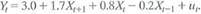 A regression of Y t onto current, past, and future values of X t , yields a. Rearrange the regression so that it has the form shown in Equation (16.25). What are the values of , 1 , 0 , and 1 b. i. Suppose that X t is I (1) and u t is I (1). Are Y and X cointegrated ii. Suppose that X t is I (0) and u t is I (1). Are Y and X cointegrated iii. Suppose that X t is I (1) and u t is I (0). Are Y and X cointegrated