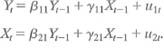 Consider the following two-variable VAR model with one lag and no intercept: a. Show that the iterated two-period-ahead forecast for Y can be written as and derive values for 1 and 2 in terms of the coefficients in the VAR. b. In light of your answer to (a), do iterated multiperiod forecasts differ from direct multiperiod forecasts Explain.
