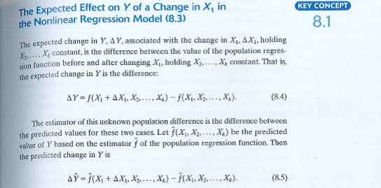 Read the box The Return to Education and the Gender Gap in Section 8.3. a. Consider a man with 16 years of education and 2 years of experience who is from a western state. Use the results from column (4) of Table 8.1 and the method in Key Concept 8.1 to estimate the expected change in the logarithm of average hourly earnings ( AHE ) associated with an additional year of experience. b. Repeat (a) assuming 10 years of experience. c. Explain why the answers to (a) and (b) are different. d. Is the difference in the answers to (a) and (b) statistically significant at the 5 % level Explain. e. Would your answers to (a) through (d) change if the person were a woman If the person were from the South Explain. f. How would you change the regression if you suspected that the effect of experience on earnings was different for men than for women